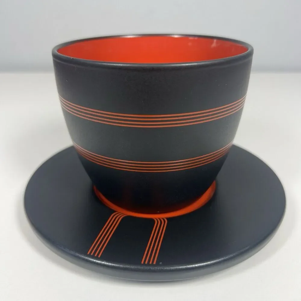 IKEA Record Coffee Cup Saucer Black & Red 7